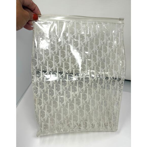 Christian Dior Clear PVC Pouch White Logo Trotter Style 2003 - Picture 1 of 3
